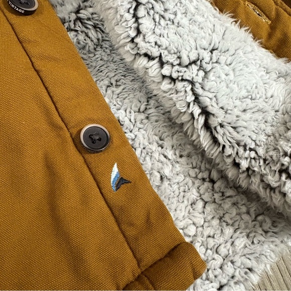 Tailor Vtg Mens M Canvas Shirt Chore Jacket Sherpa Lining Brown Outdoor Corduroy - Picture 4 of 14